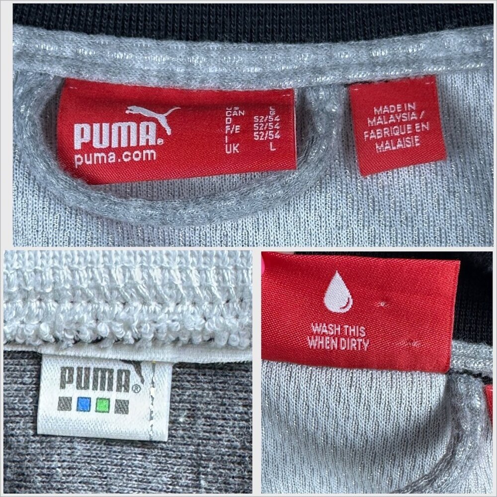 Puma Mens Full-Zip Track Jacket Black/Gray Red Striper Sz L Comfy Streetwear - Picture 5 of 11